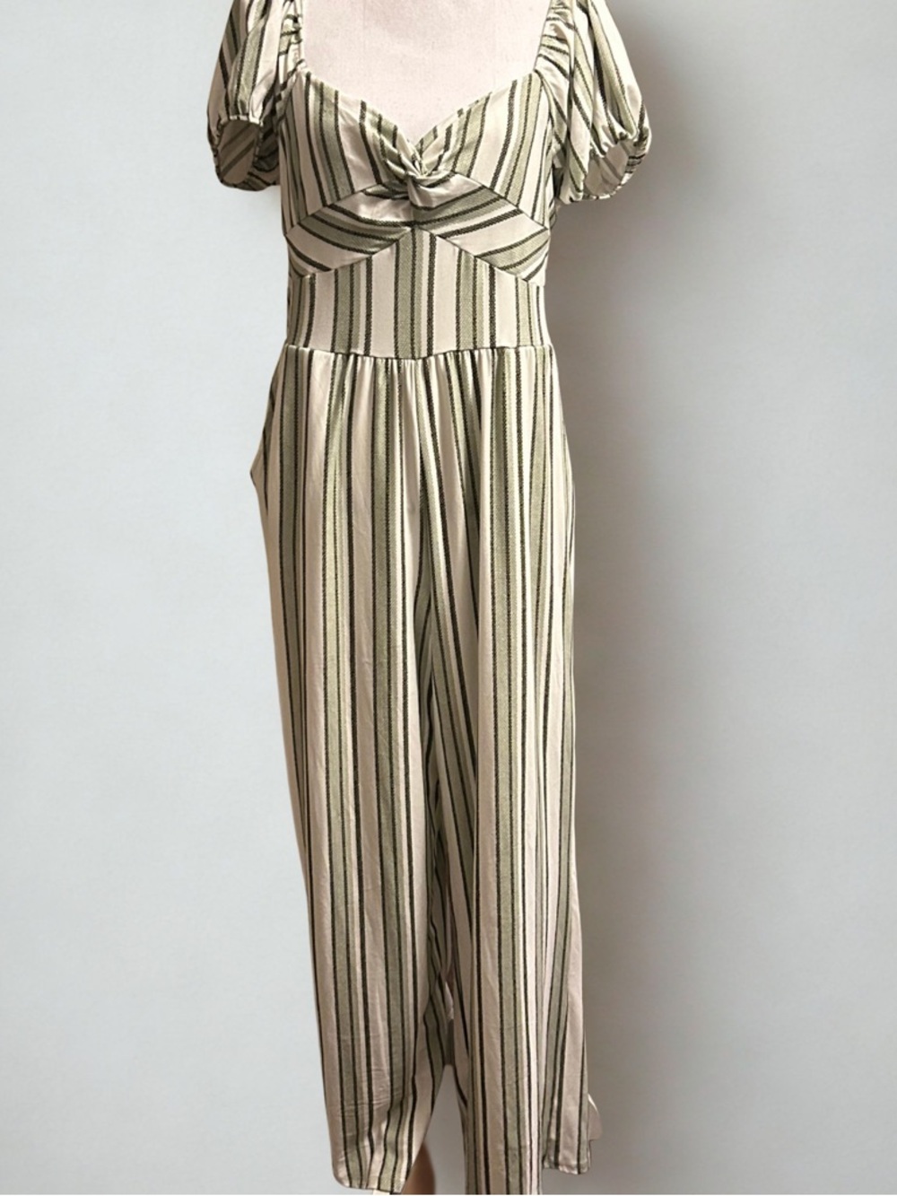Derek Heart XL Striped Jumpsuit Wide Leg Boho Twist Front Flowy